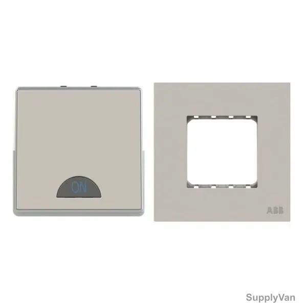 ABB Electrical Switch With LED and Double Rocker Frame, AMD11140-DU+AMD5144-DU, Millenium, 1 Gang, 2 Way, 20A, Dune Sand