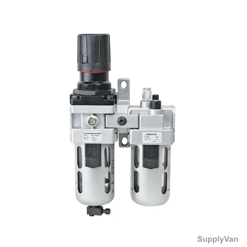 Groz Air Filter Regulator With Lubricator, FRCLM136134-S/W, 1/4 Inch, 10 Bar, 500 Ltr/Min Flow Rate