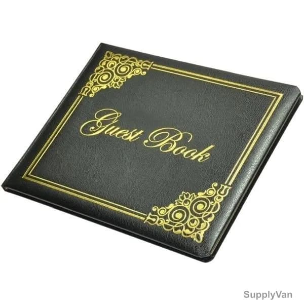 FIS Bonded Leather Cover Guest Book, FSCLGBBOBK, 260 x 215MM, 64 Pages, Black