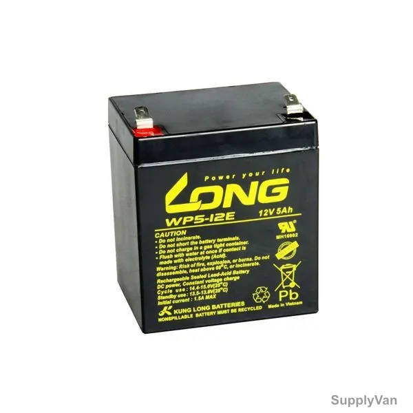 Long Valve Regulated Lead Acid Battery, WP5-12, 12V, 5Ah