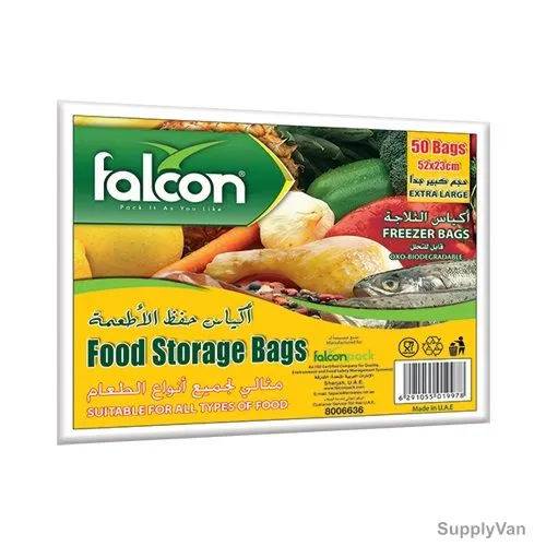 Falcon Food Storage Bag, TBDPP021, LDPE, XL, 23CM Width x 52CM Length, 1200 Pcs/Carton