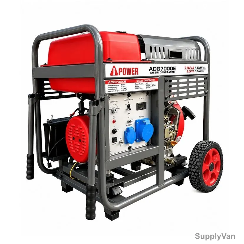 AiPower Diesel Generator, ADG7000E, 5500W, 9 HP, 418CC, 20 Ltrs Fuel Tank Capacity
