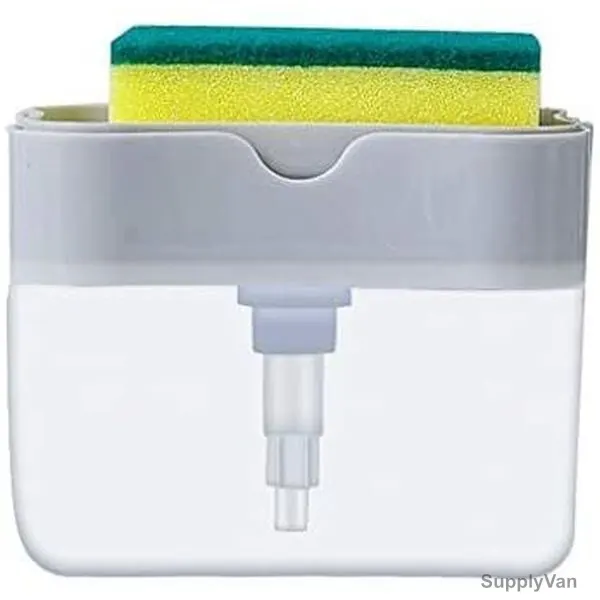 2 In 1 Soap Dispenser With Sponge Holder, Polypropylene, Grey