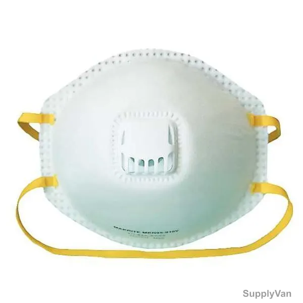 Makrite Disposable Cone Respiratory Mask With Exhalation Valve, MKN95-910V, Comfort Series, Polypropylene, White, 10 Pcs/Pack