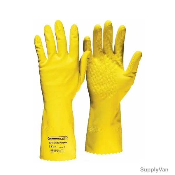 Rubberex Multipurpose Gloves, RF 1, Natural Rubber, M, Yellow