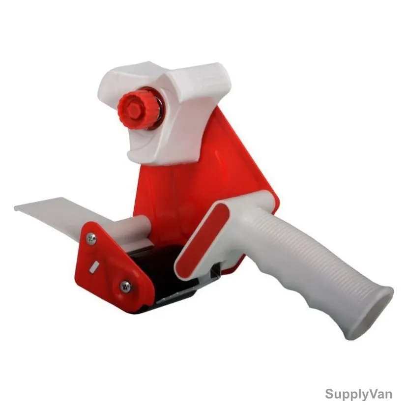 Hand Operated Tape Dispenser, Plastic/Metal, 4 Inch, Red/Grey
