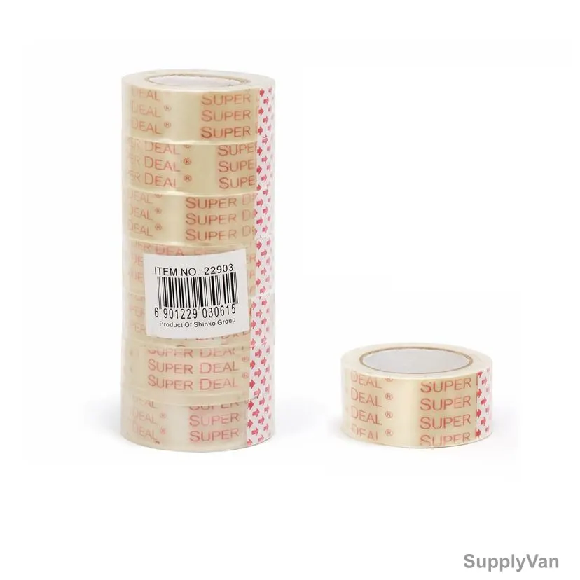 Super Deal Stationery Tape, 22903, 3/4 Inch Width x 36 Yards Length, Clear, 8 Pcs/Pack