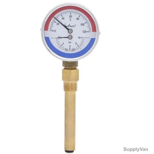 Calcon Pressure and Temperature Gauge, CCTPG1A, 80x100MM, 0-16 Bar