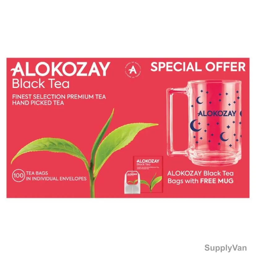 Alokozay Premium Black Tea Bag With Free Mug, 100 Pcs/Pack