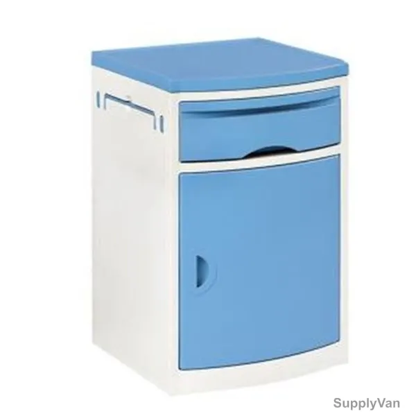 Medical Bedside Table With Wheels, BT011-BW, ABS, Blue/White