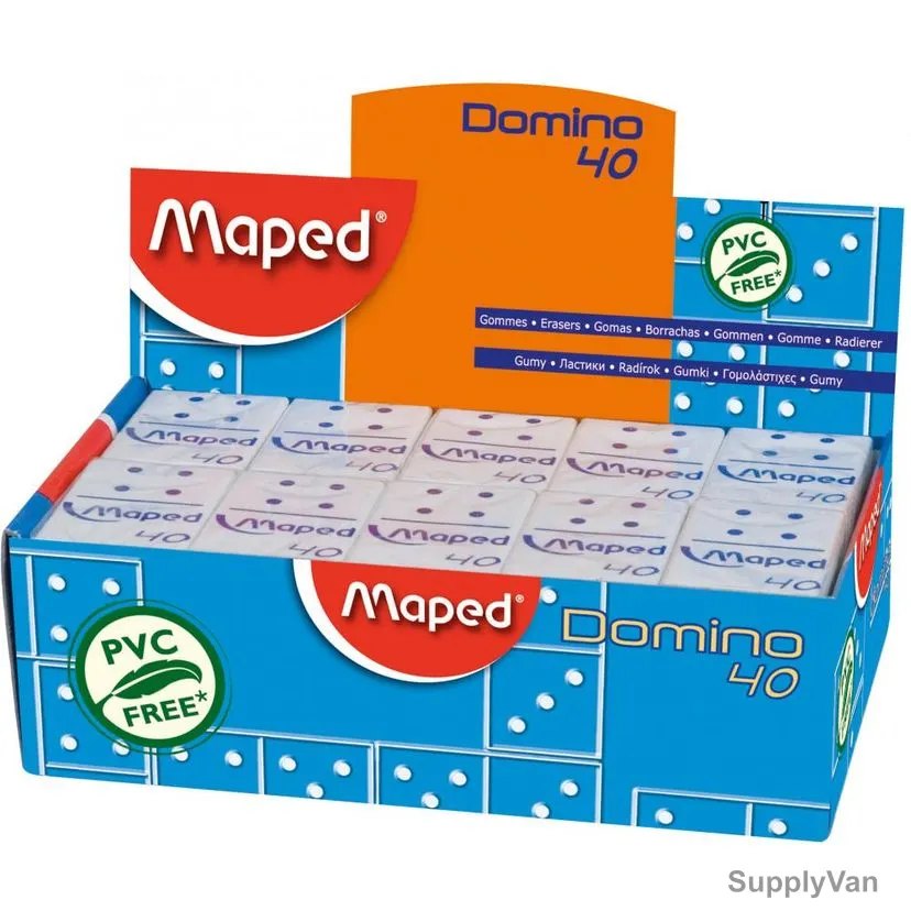 Maped Domino 40 Eraser In Med Box, MD-511240, White, 40 Pcs/Pack