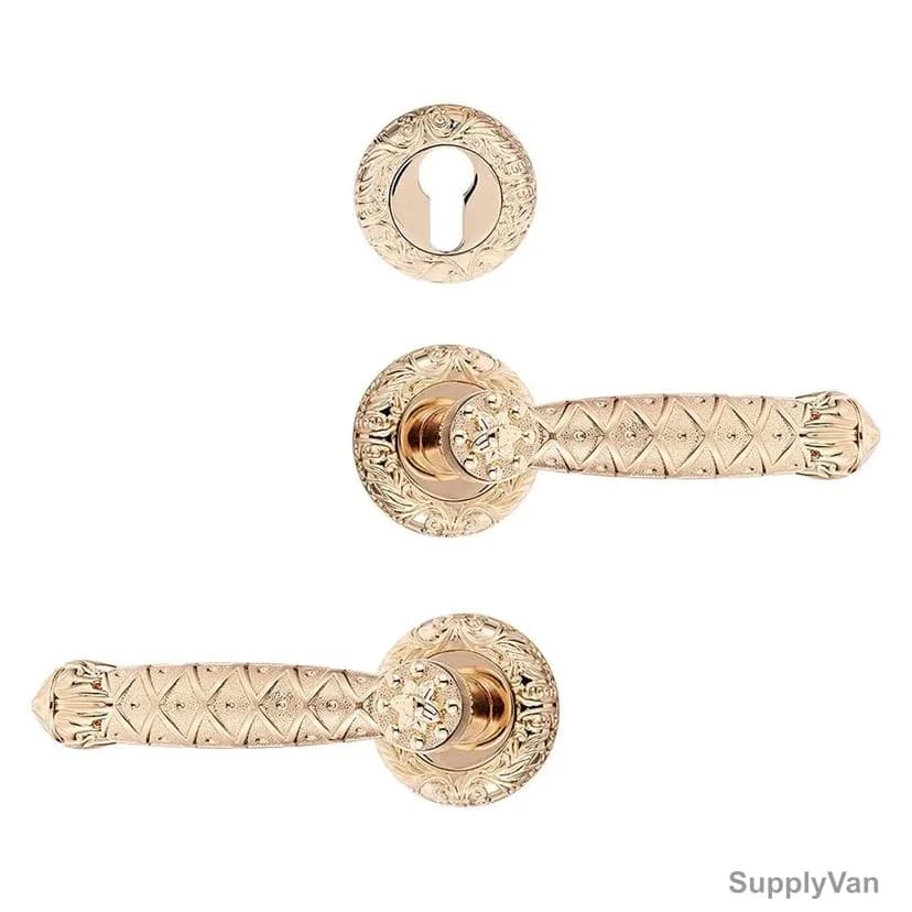 ACS Rose Door Handle With Key Hole, Z09-AA139-SG-GP, Gold