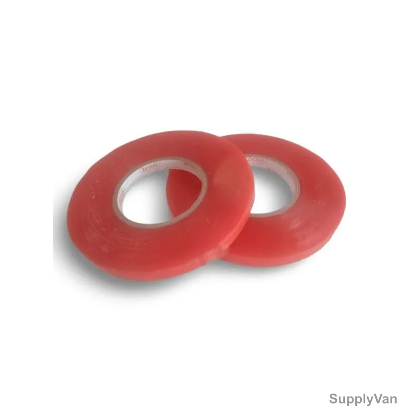 Texo Double Sided Tape, 12MM Width x 50 Mtrs Length, Red