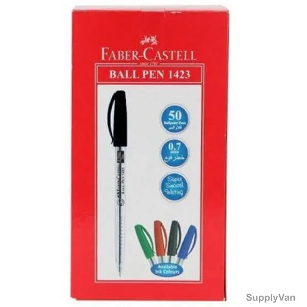 Faber-Castell Ball Pen, 1423, 0.7MM, Black, 50 Pcs/Pack
