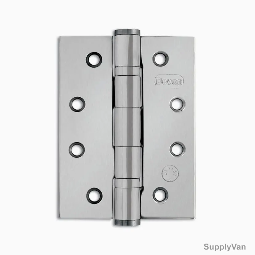 Devon Door Hinge, 89-338-86, Stainless Steel, 102MM Length x 76MM Width, 80 Kg Door Weight Capacity