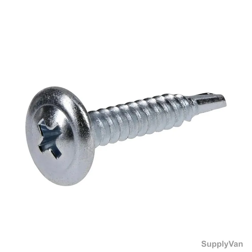 Self Drilling Screw, Zinc Plated, Wafer Head, M8 Thread Dia x 1-1/2 Inch Length, 500 Pcs/Pack