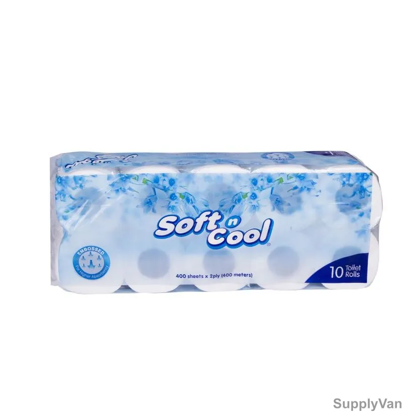 Hotpack Soft n Cool Toilet Tissue Roll, SNCTR400, 2 Ply, 100 Rolls/Pack