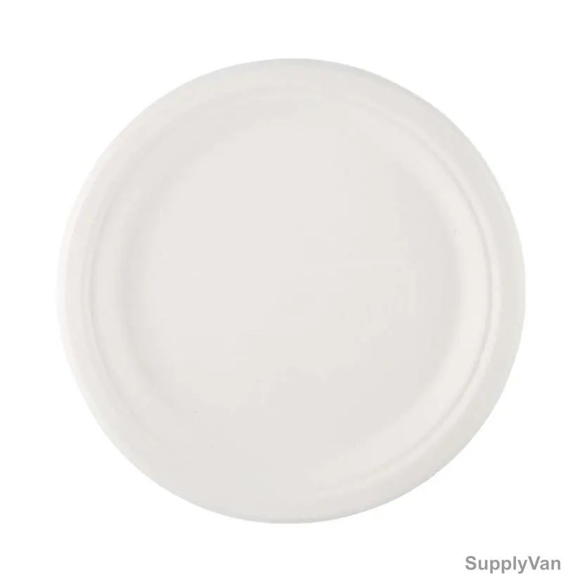 Bio-Degradable Round Plate, 9 Inch Dia, White, 500 Pcs/Pack