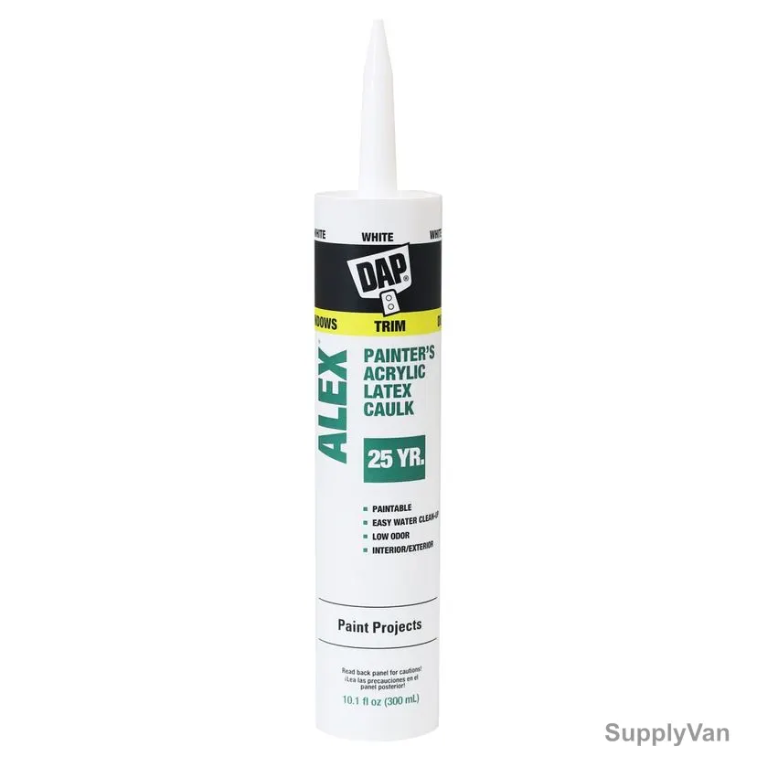 Dap Alex Painter's Acrylic Latex Caulk, 18065, White, 10.1 Oz, 12 Pcs/Pack