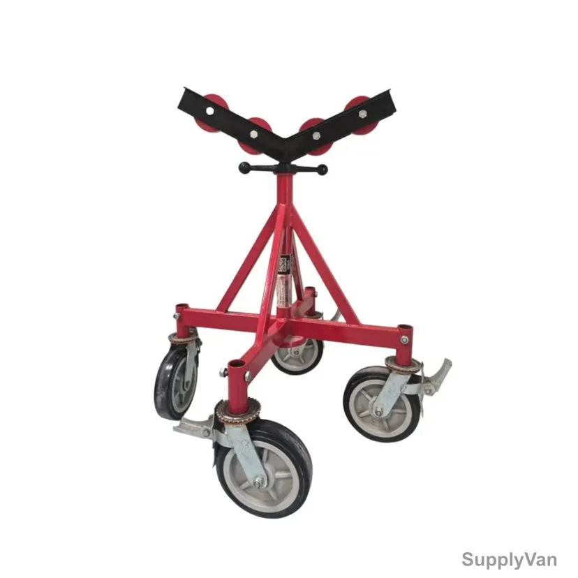 Macstroc Fabricator Stand With Roller Head and Caster, MFRC36, 4-36 Inch Pipe Capacity, 1135 Kg Loading Capacity
