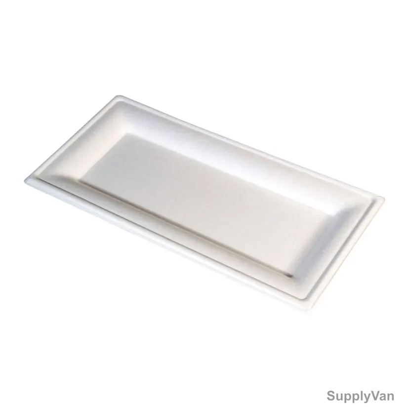 Bio-Degradable Rectangular Plate, 5 Inch Width x 10 Inch Length, White, 500 Pcs/Pack
