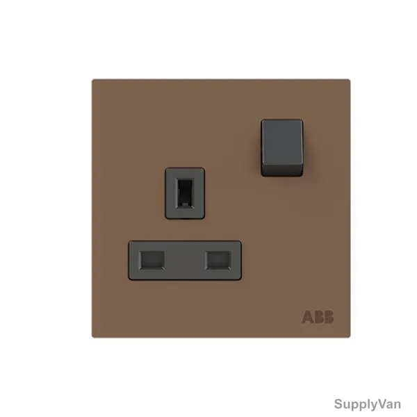 ABB Single Pole Switched Socket, AM23386-MO, Millenium, 1 Gang, 1P, 13A, Mocha Brown