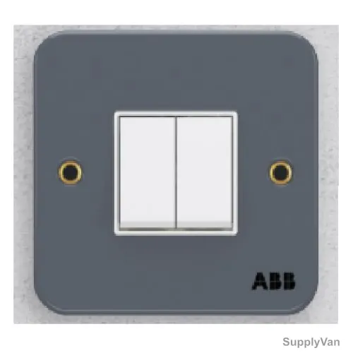 Abb Electrical Switch, BM106, Metal Clad Series, Urea/Metal, 2 Gang, 2 Way, 10A