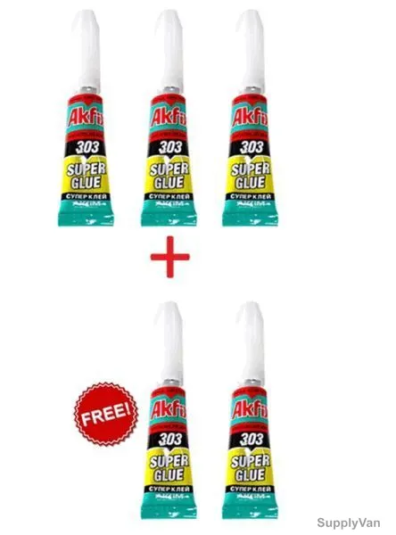 Akfix Super Glue Bundle of 3+2Free, 303, Colourless