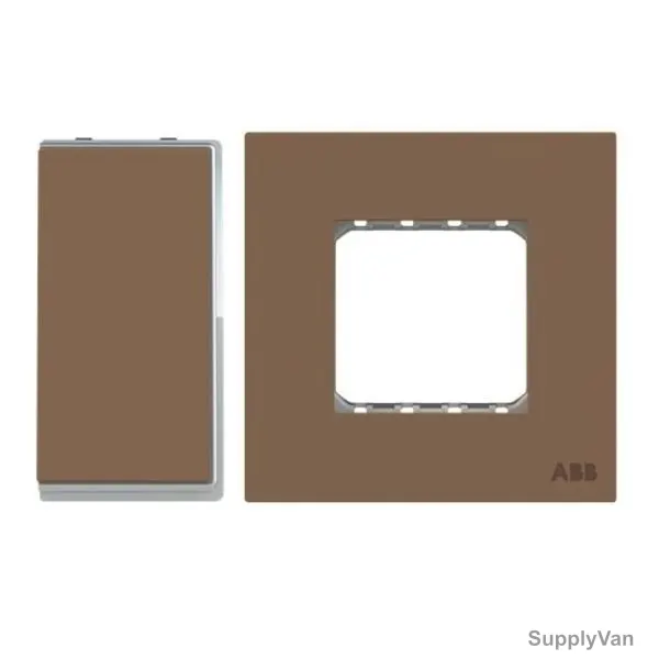 ABB Electrical Switch With Double Rocker Frame, AMD11422-MO+AMD5144-MO, Millenium, 2 Gang, 1 Way, 20A, Mocha Brown