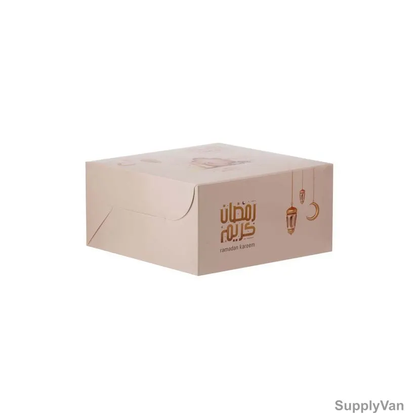 Hotpack Ramadan Kareem Printed Snack Box, CB2020RAM, Paper, 20CM Width x 20CM Length, 100 Pcs/Pack