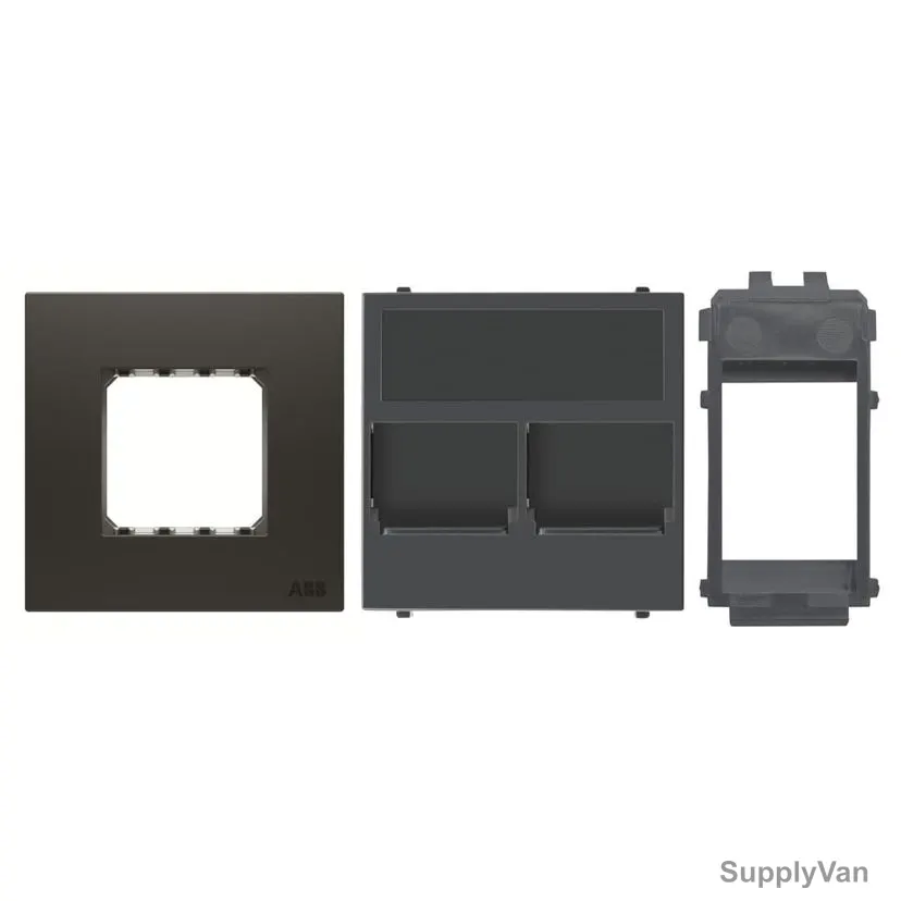 ABB Half/Double Rocker Frame Cover Plate With Shutter And Keystone Support, AMD5144-SB+AMD33244-AN+AMD6016, 3 Pcs/Set