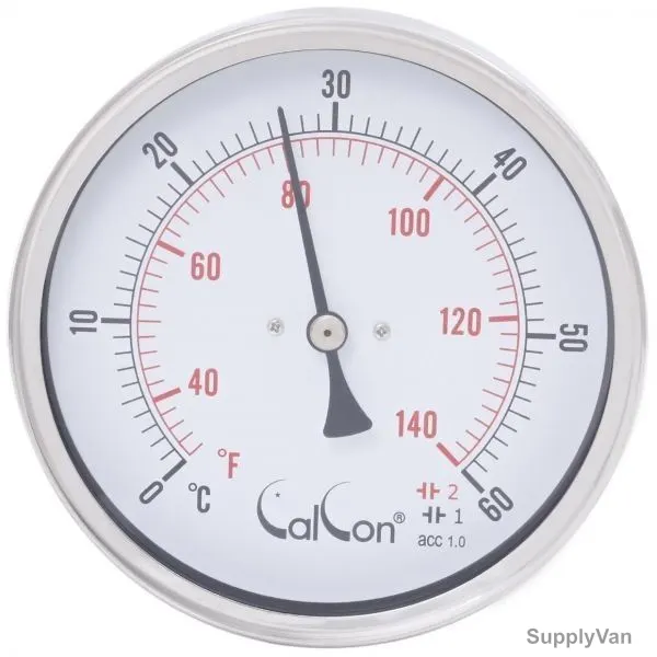 Calcon Bi-Metal Temperature Gauge, CCTB18D, 100x200MM, 1/2 Inch, NPT, 0-60 Deg. C