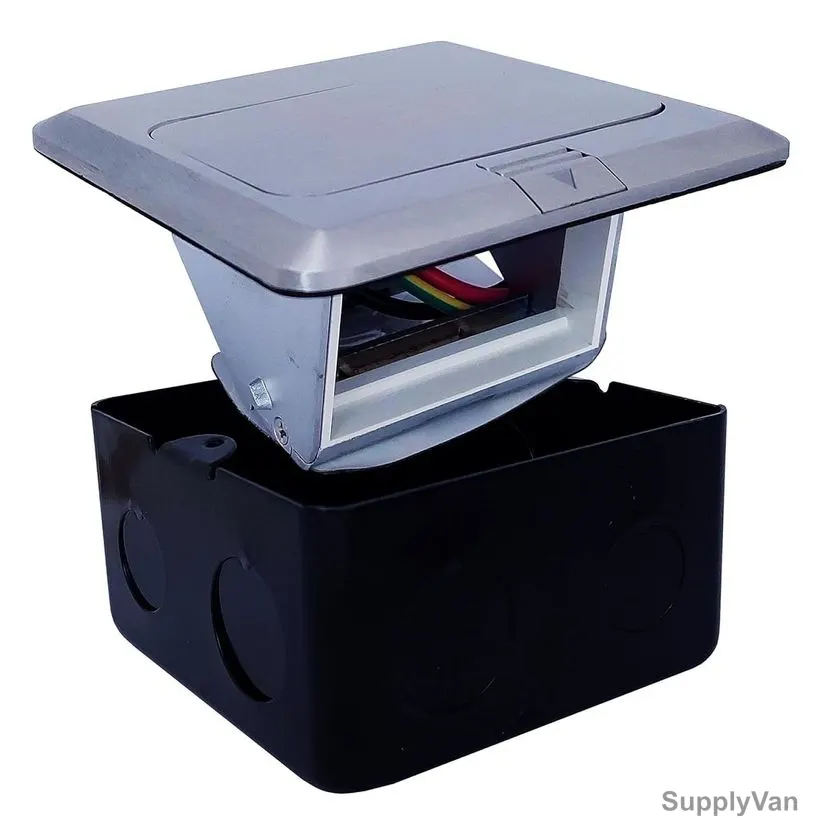 Novex Floor Empty Box, NFS13DSC-EB, Plastic, 13A, 1 Gang, Satin Chrome Finish