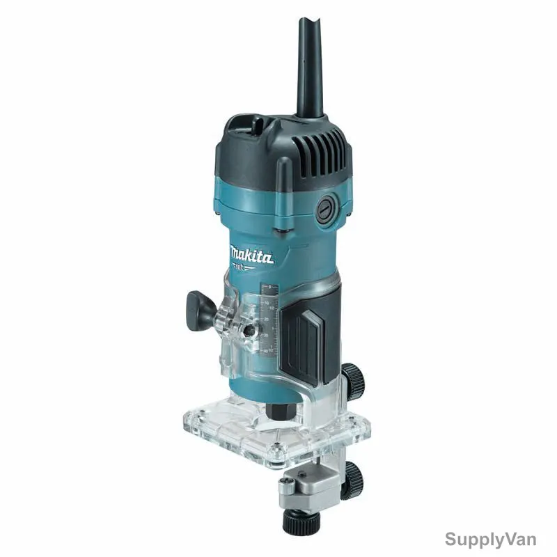 Makita MT Series Blue Fixed Base Laminate Trimmer, M3700B, 530W, 35000 RPM, 6MM Collet Size