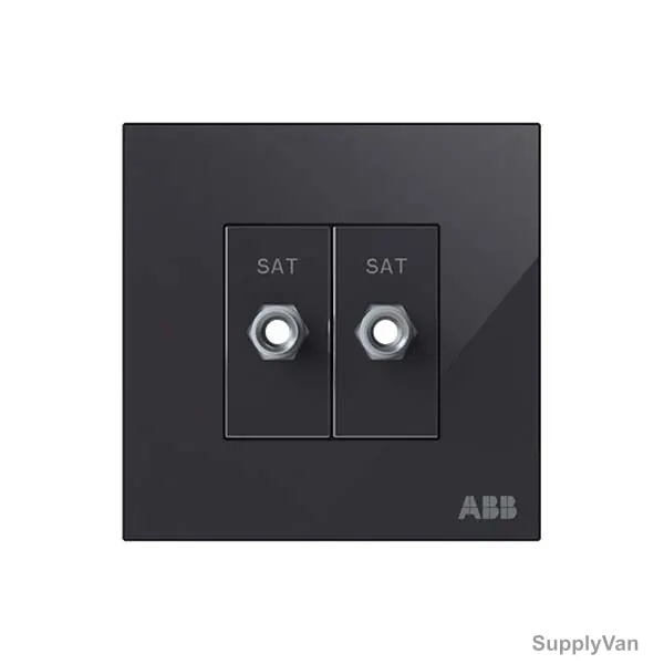 ABB F-Type SAT Twin Socket, AM32344-BG, Millenium, 2 Gang, Black Glass