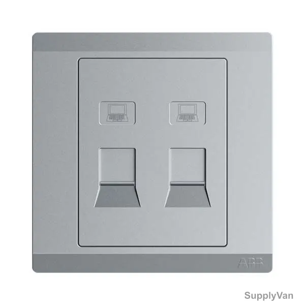 Abb Data Socket Outlet, BL317-G, lnora, 2 Gang, RJ45, Cat 6a, Classic Grey