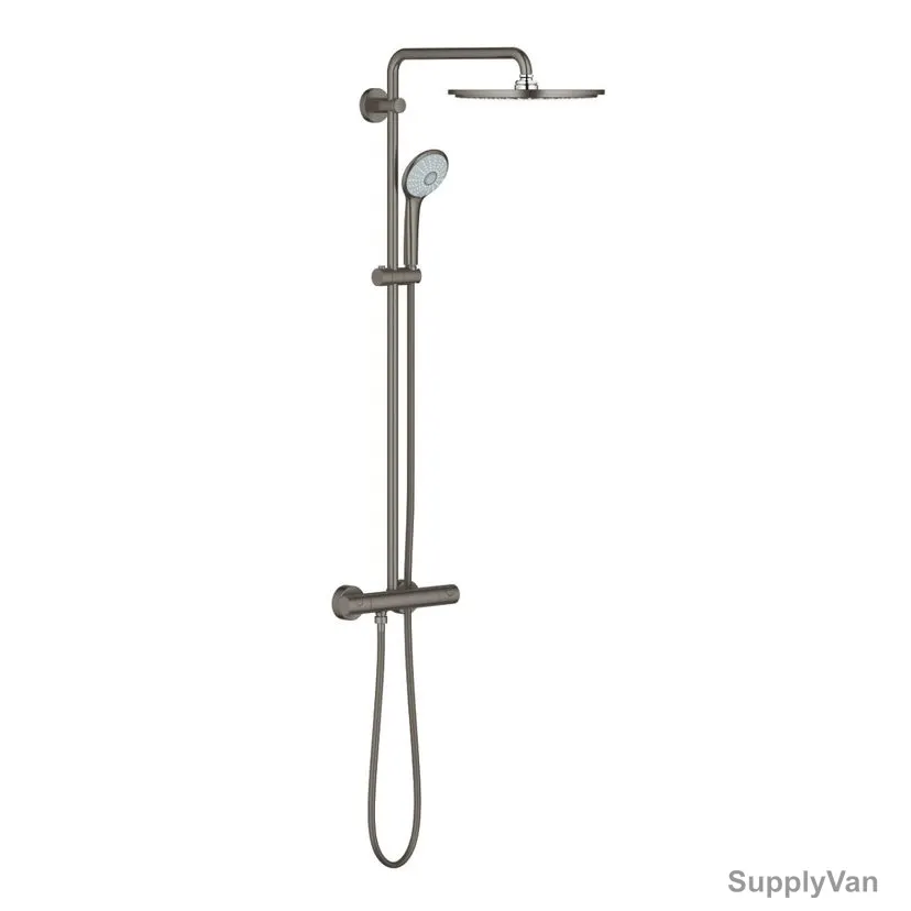 Grohe Rain Shower Set With Thermostatic Mixer, 26075AL0, Euphoria System 310, Metal, Brushed Hard Graphite Finish