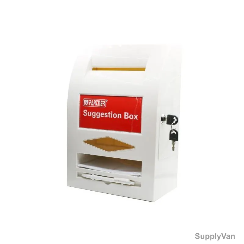 Partner Multi-Function Suggestion Box, PT-K239, Plastic, 36CM Height x 34CM Width x 14CM Depth, White