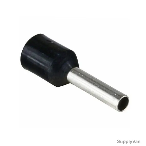 Bootlace Ferrule, E1612, 5 AWG, 16 SQ.MM x 12MM Length, Black, 100 Pcs/Pack