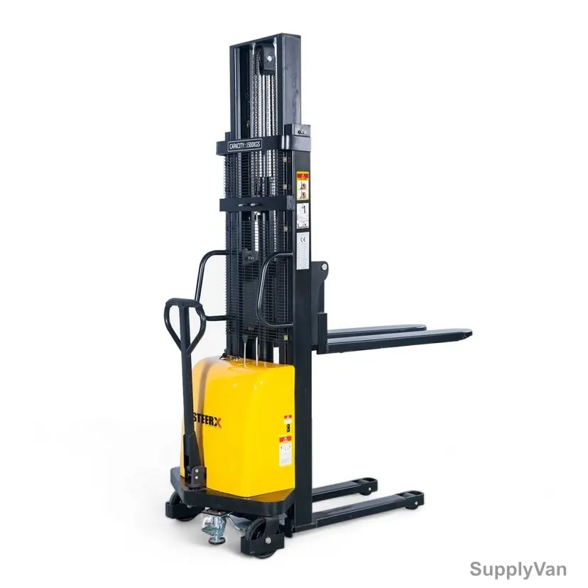 Steerx Semi Electric Pallet Stacker, SSEPS15-1600, Steel, 1600MM Lifting Height, 1500 Kg Weight Capacity