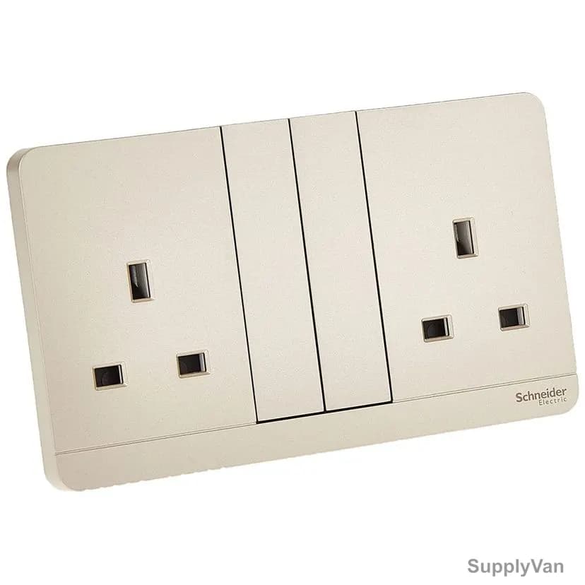 Schneider Electric Double Switched Socket, E83T25-WG-G12, AvatarOn, 2 Gang, 3P, 13A, 250VAC, White
