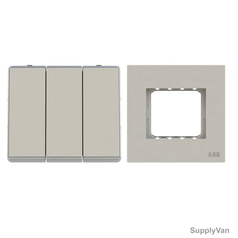 ABB Electrical Switch With Triple Rocker Frame, AMD12153-DU+AMD5153-DU, Millenium, 3 Gang, 2 Way, 16A, Dune Sand