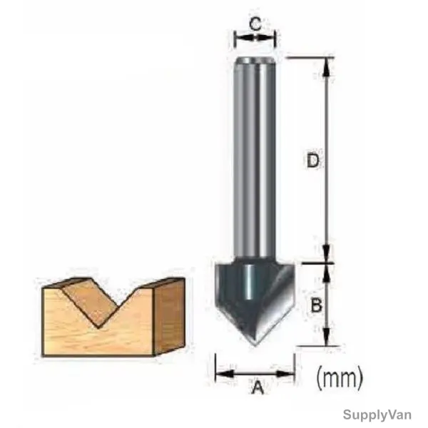 Makita V Grooving Router Bit, D-12407, 19.05x15.9MM