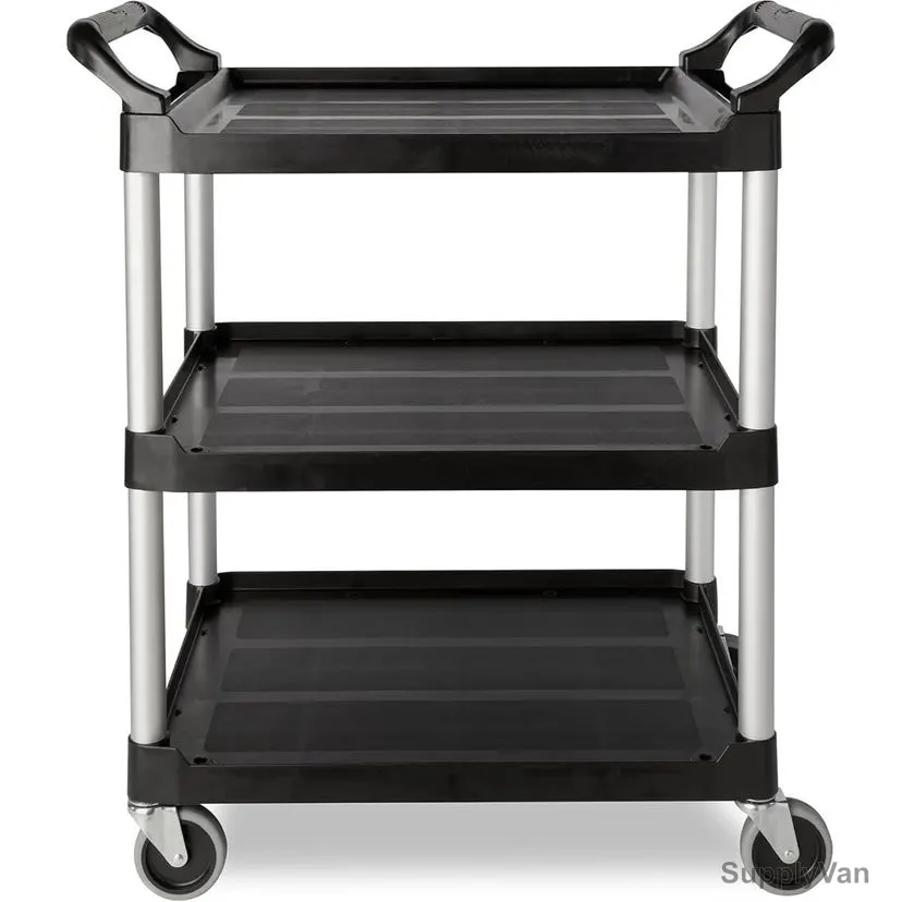 Swish 3 Tier Serving Trolley, Plastic, 96CM Height x 50CM Width x 50CM Length, Black